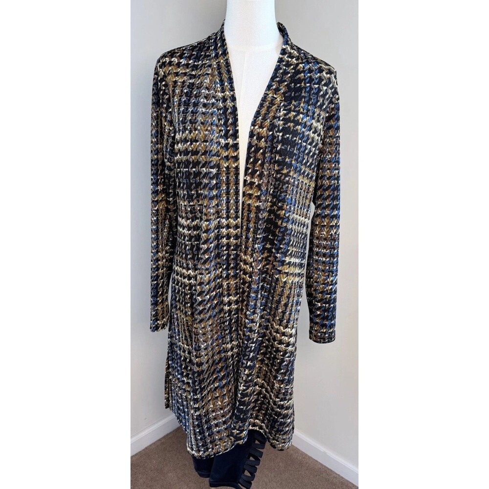 Susan Graver Womens Open Front Cardigan Top Size S Multicolor Long Sleeve